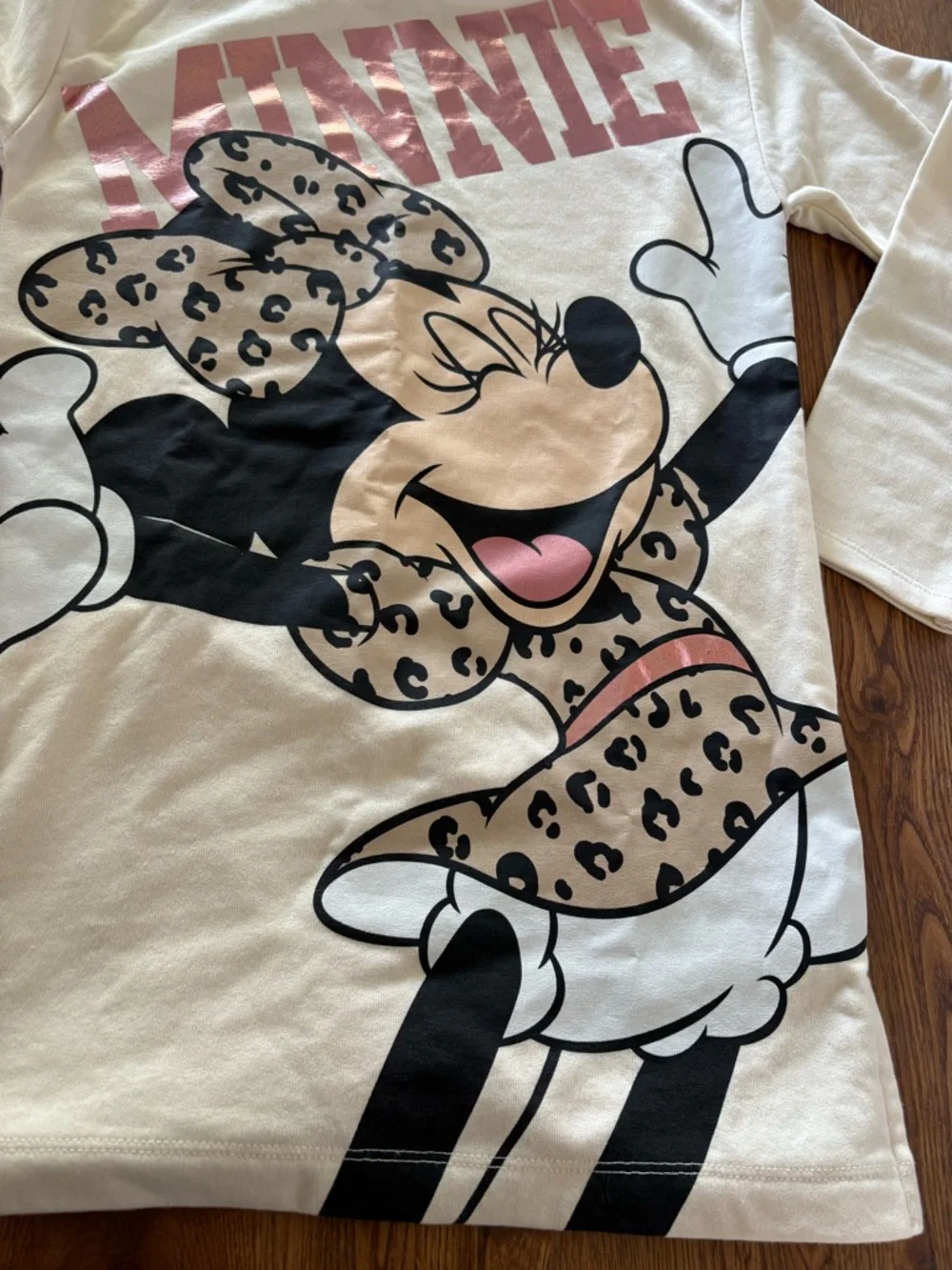 H&M/Disney  Minnie Mouse Sweatshirt Dress With Pink Glitter Girls  Sz 8 NWOT